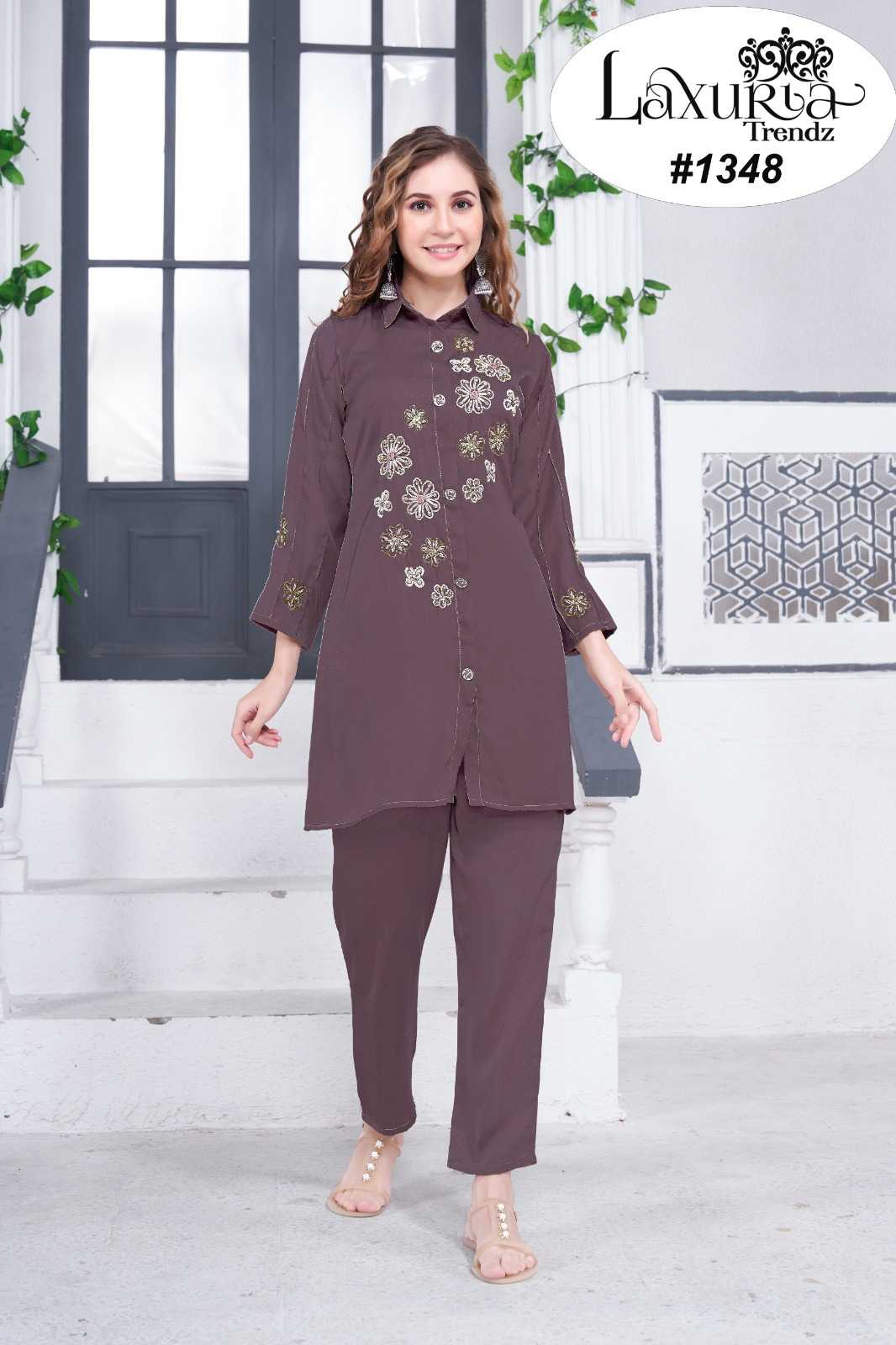 laxuria 1348 fancy handwork pakistani kurti and pant supplier