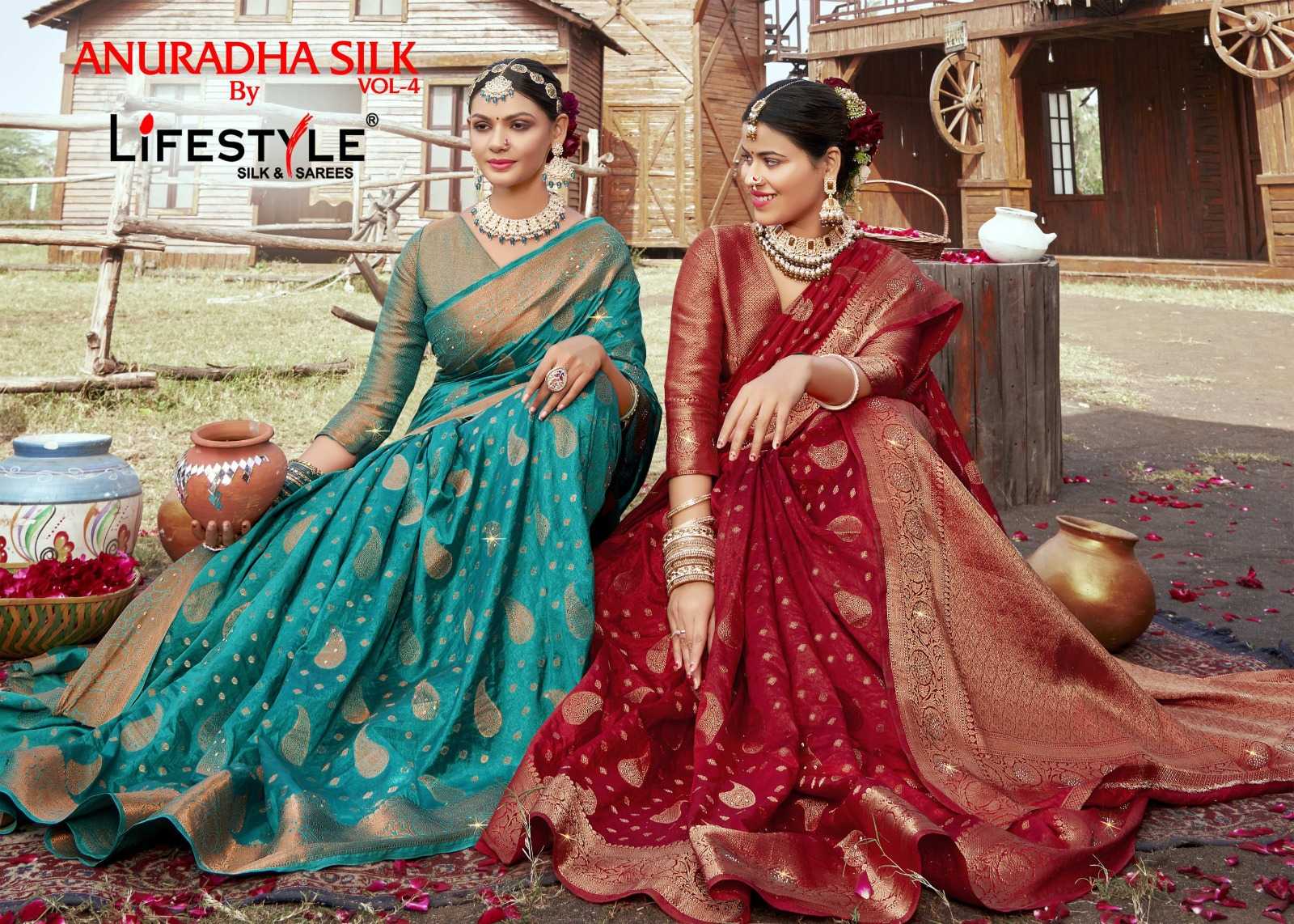 lifestyle anuradha vol 4 23911-23914 wedding wear nylon silk elegant sarees