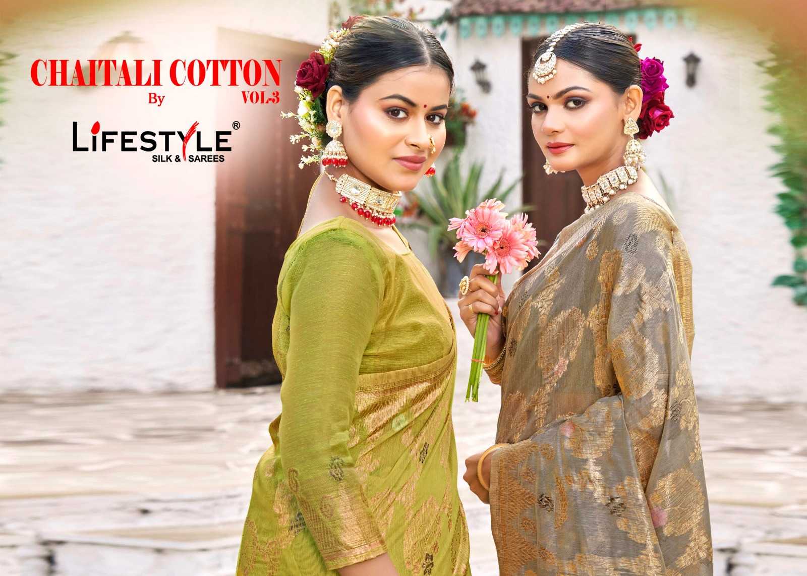 lifestyle chaitali cotton vol 3 fancy silk sarees supplier