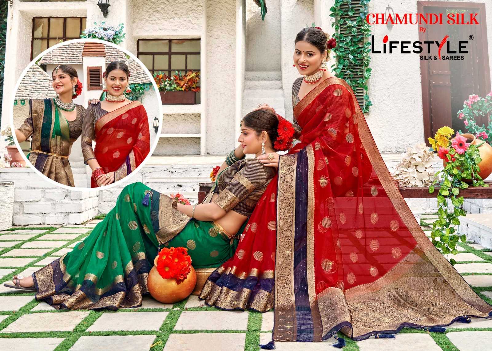 lifestyle chamundi silk vol 1 function wear beautiful sarees