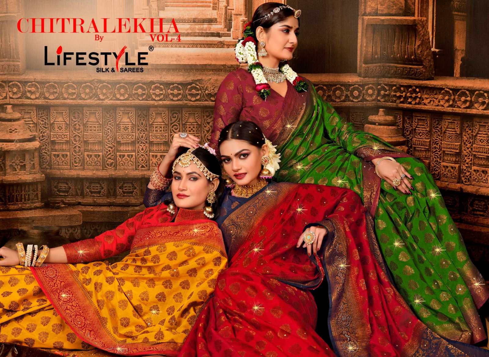 lifestyle chitralekha vol 4 wedding wear silk sarees supplier