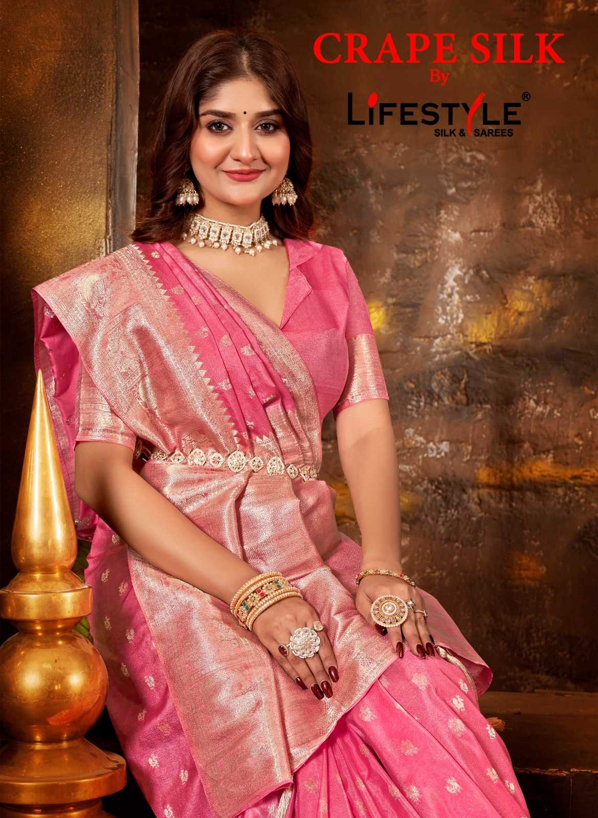 lifestyle crape silk vol 1 beautiful festive wear sarees