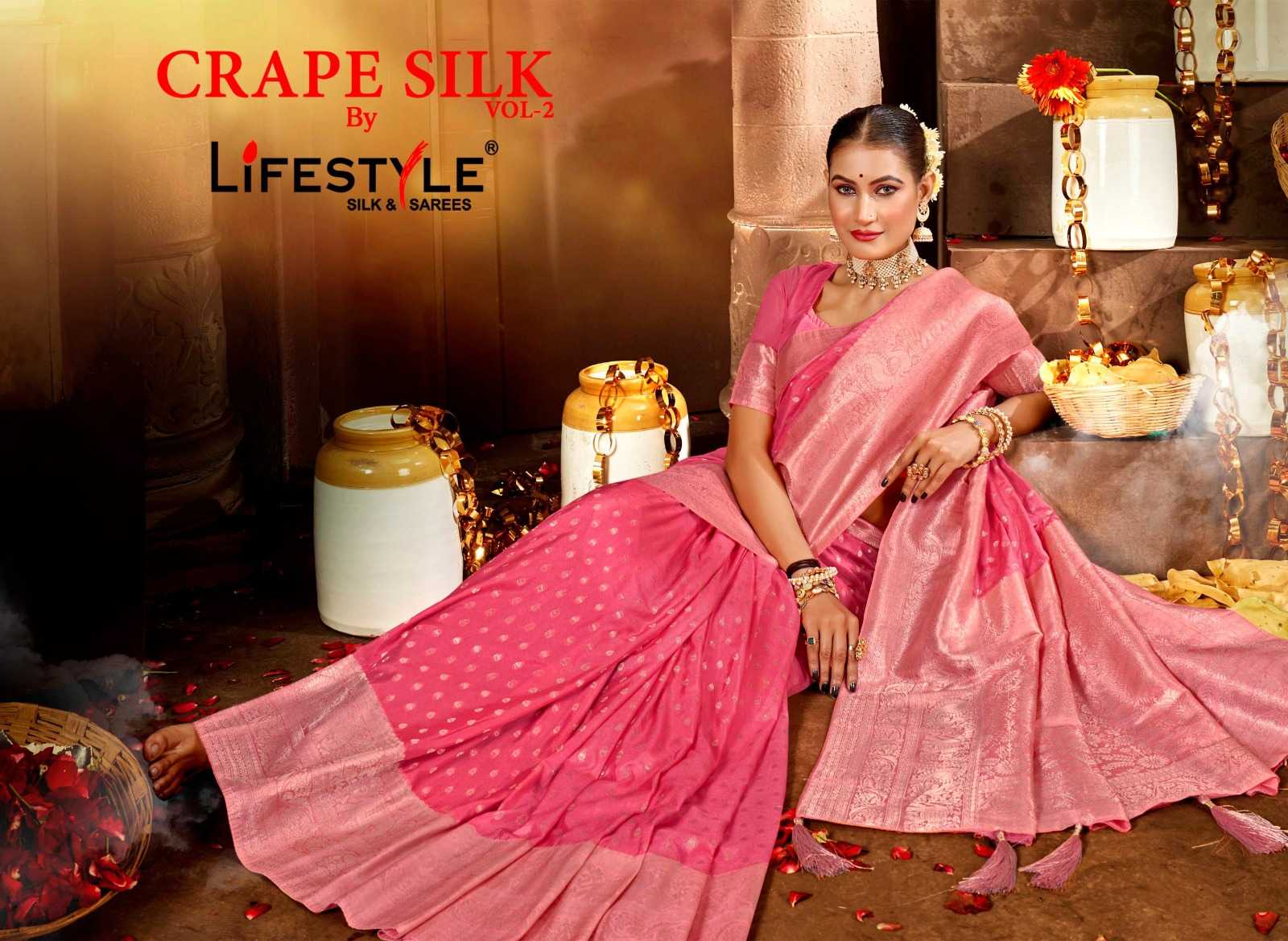 lifestyle crape silk vol 2 23561-23564 function wear beautiful sarees