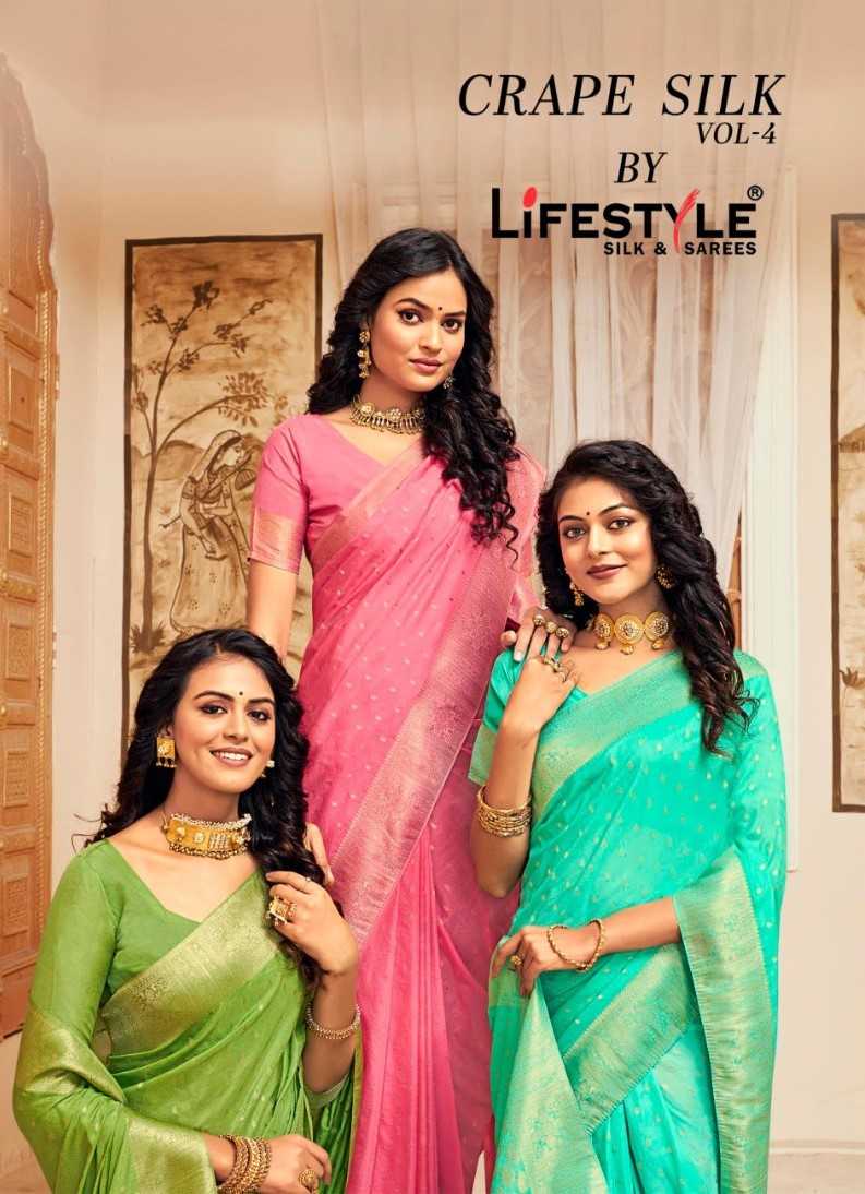 lifestyle crape silk vol 4 24191-24194 wedding wear sarees