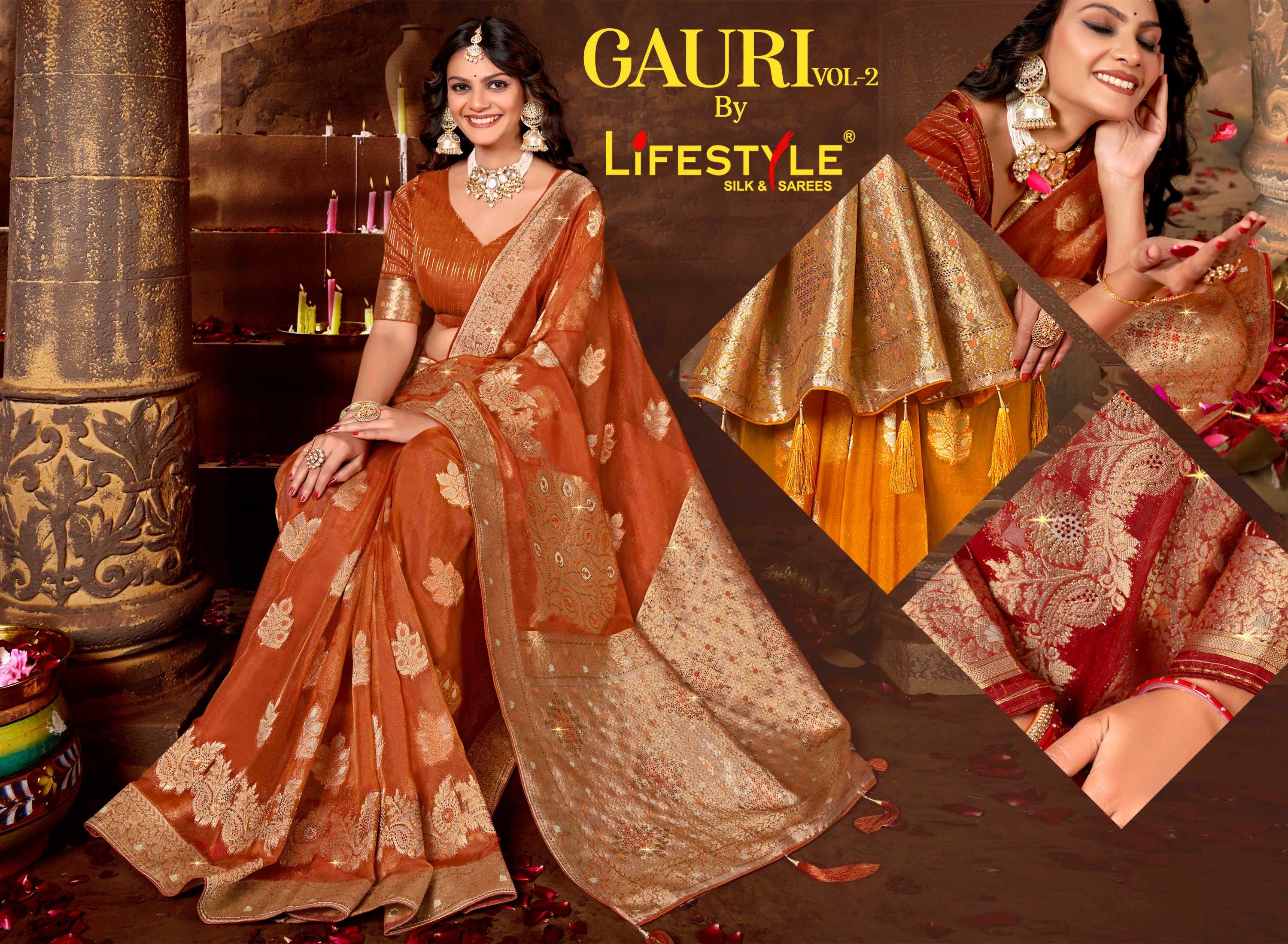 lifestyle gauri vol 2 23931-2394 wedding wear elegant work sarees