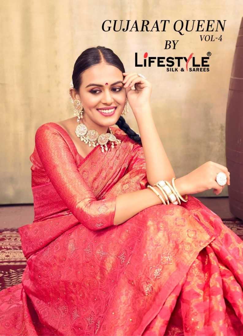 lifestyle gujarat queen vol 4 24551-24554 beautiful silk sarees 