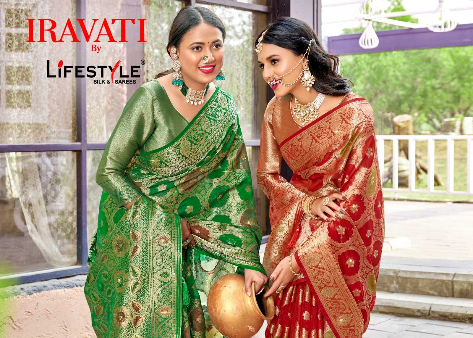 lifestyle iravati vol 1 24681-24684 wedding wear silk saree catalog