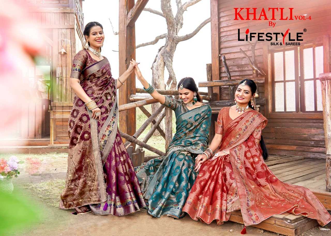 lifestyle khatli vol 4 24381-24384 designer organza function wear sarees