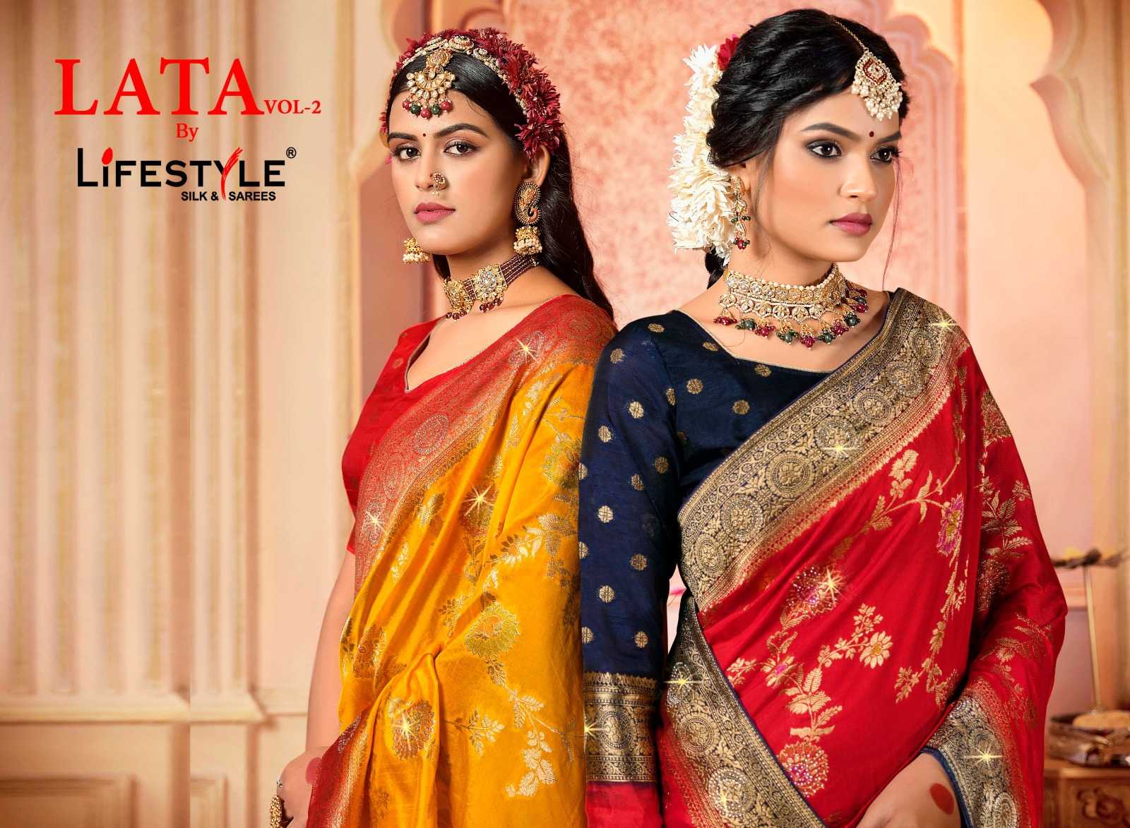 lifestyle lata vol 2 festive wear elegant nylon organza sarees
