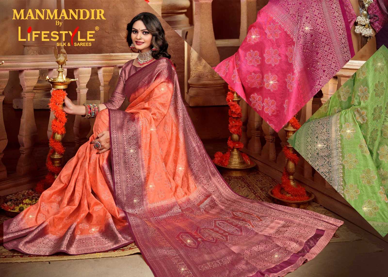 lifestyle man mandir vol 1 25001-25004 beautiful wedding sarees