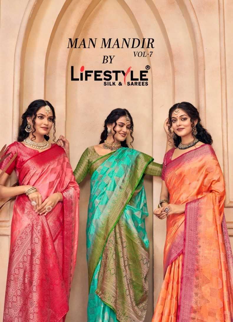 lifestyle man mandir vol 7 silk function wear sarees