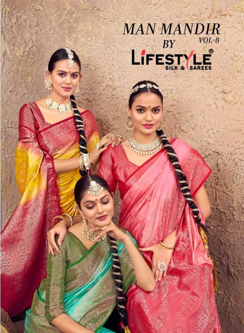 lifestyle man mandir vol 8 26031-26304 elegant silk sarees