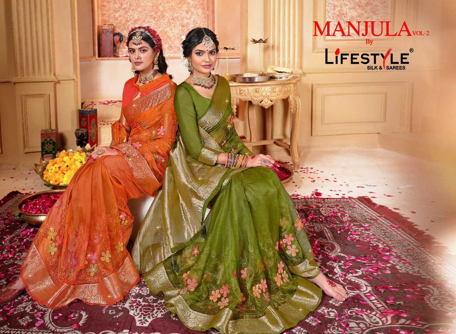 lifestyle manjula vol 2 designer silk sarees catalog