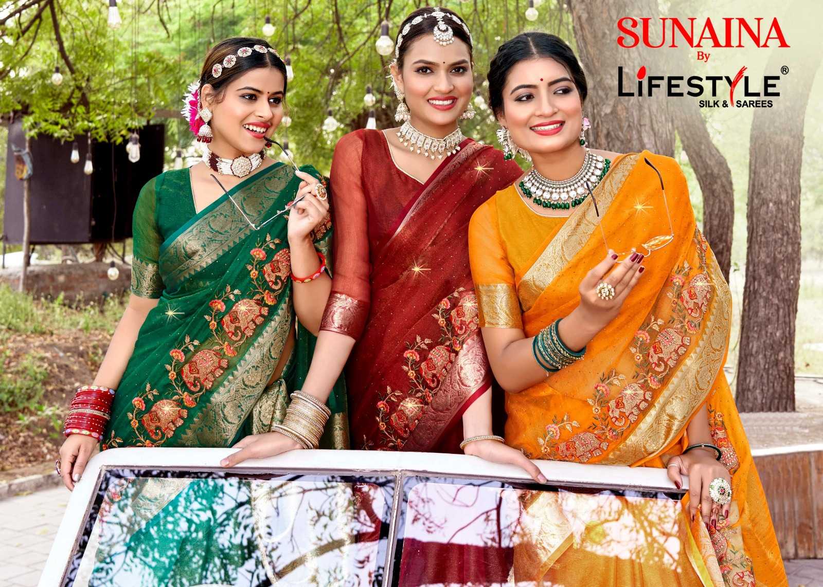 lifestyle sunaina vol 1 designer elegant silk sarees supplier