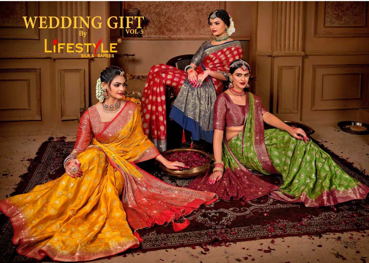 lifestyle wedding gift vol 5 23811-23814 traditional wear beautiful saress wholesaler