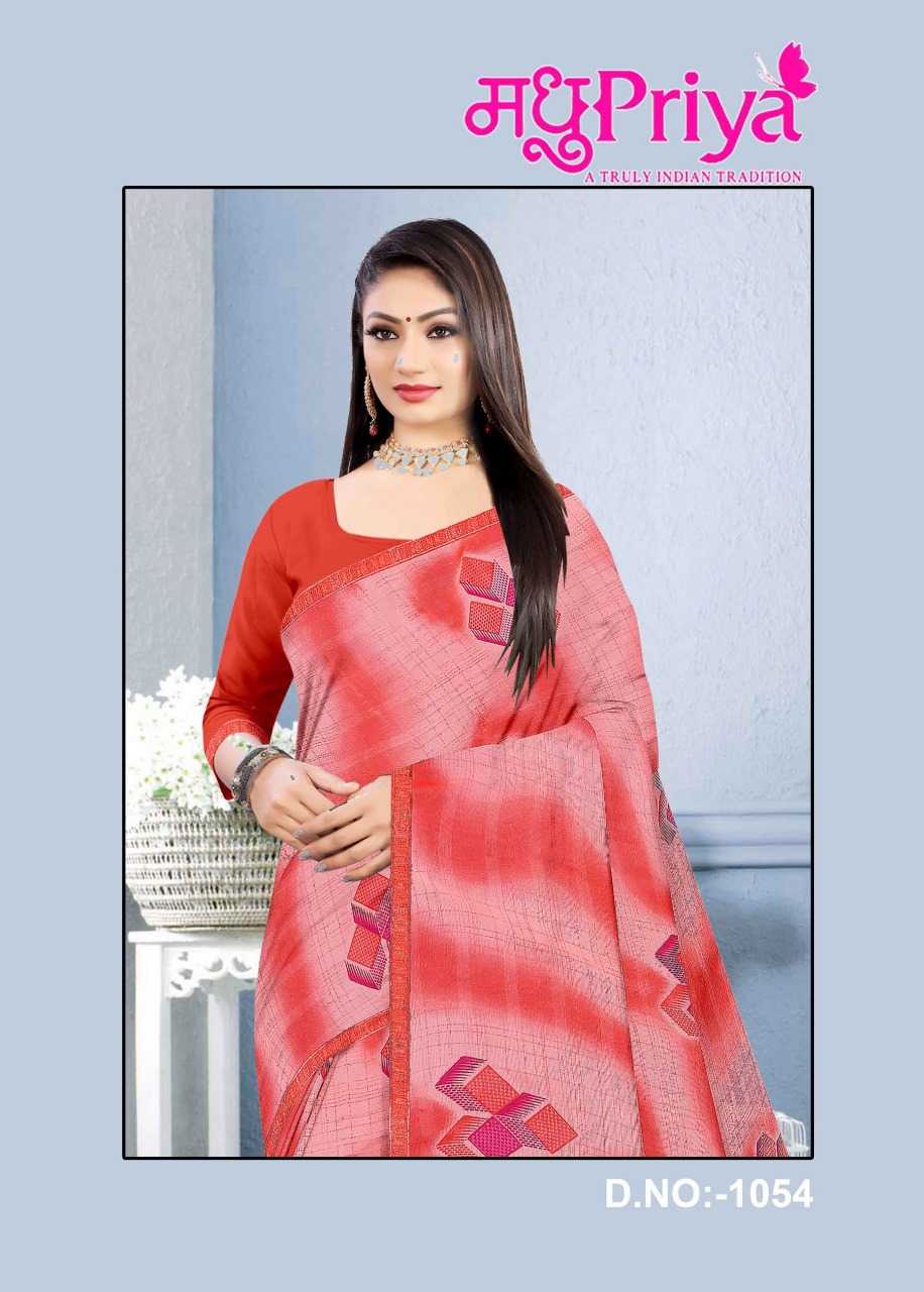 madhupriya kulfi 1054 fancy chiffon regular wear sarees collection