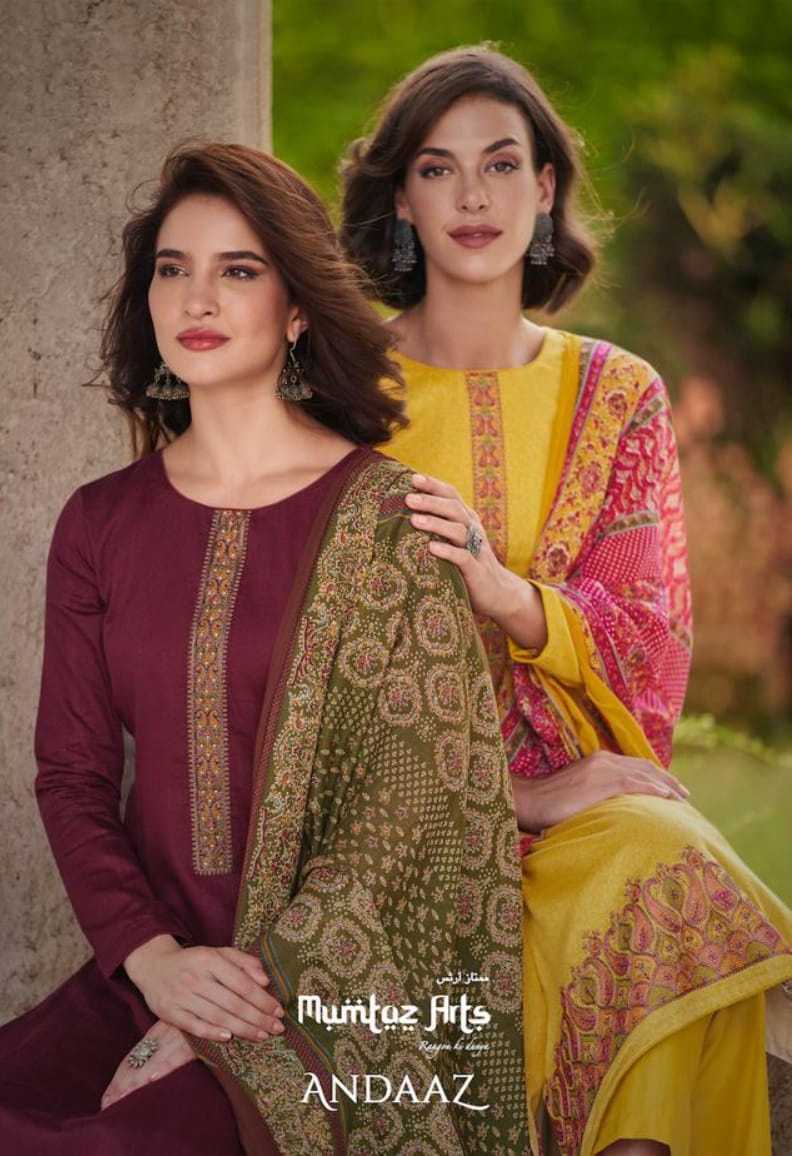 mumtaz arts andaaz fancy casual salwar kameez material with digital print dupatta