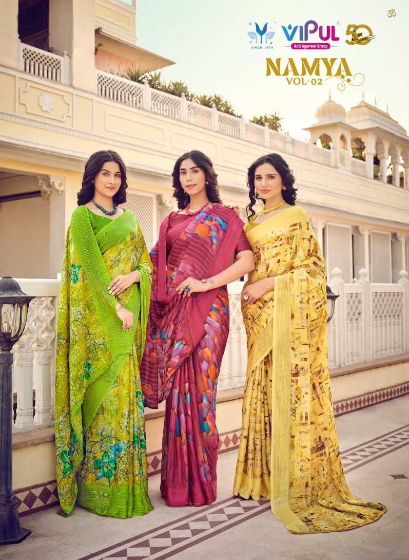 namya vol 2 by vipul fashion classy chiffon sarees collection