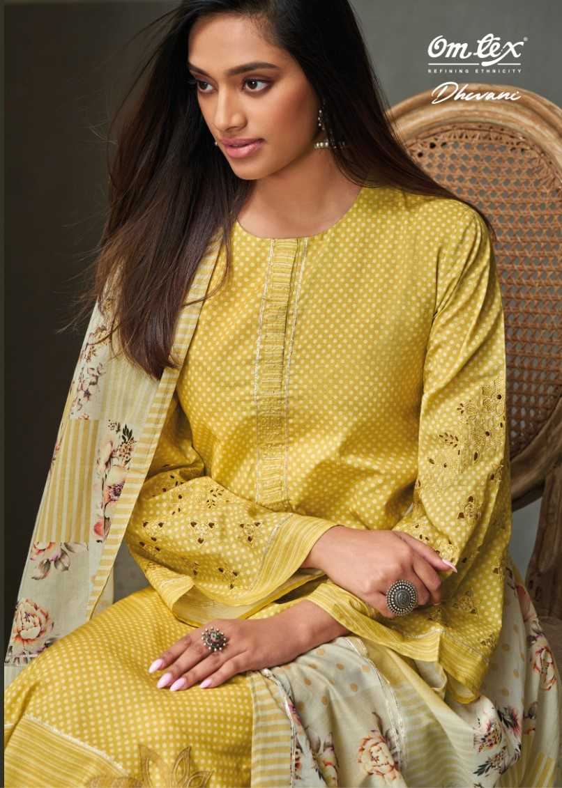 omtex dhwani fancy cotton digital print with handwork unstitch suit