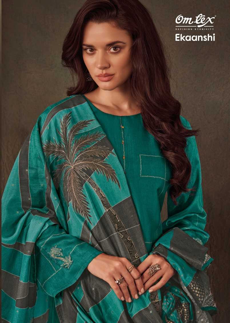 omtex ekaanshi designer silk digital print with handwork unstitch salwar kameez
