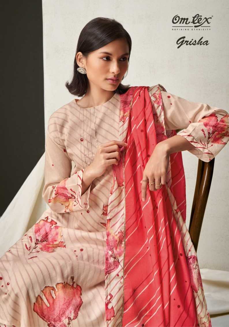 omtex grisha fancy digital print with handwork dress material