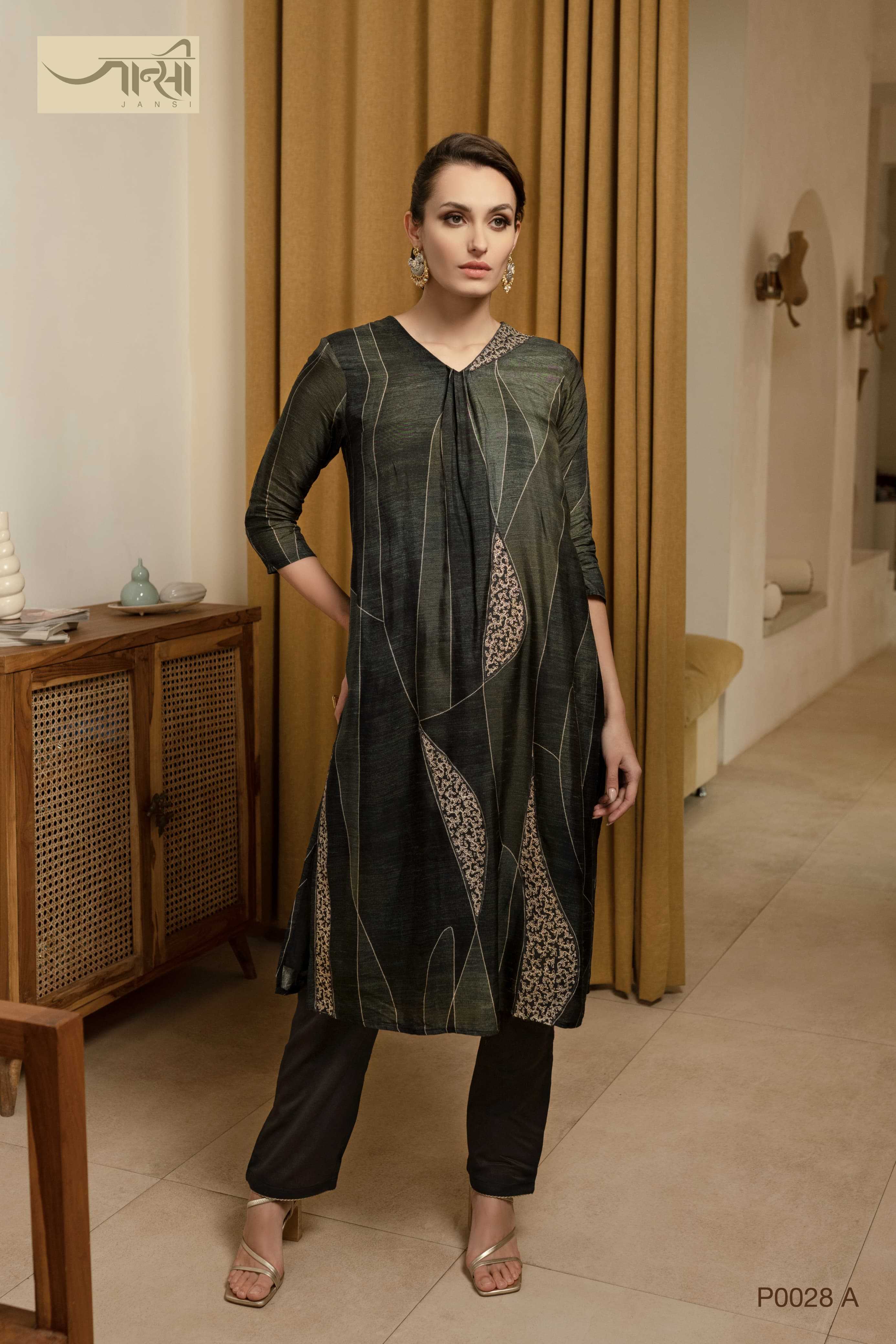 omtex jansi p0028 readymade straight kurti with pant combo set