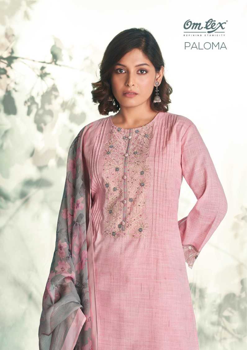 omtex paloma cotton unstitch salwar kameez with organza digital print dupatta