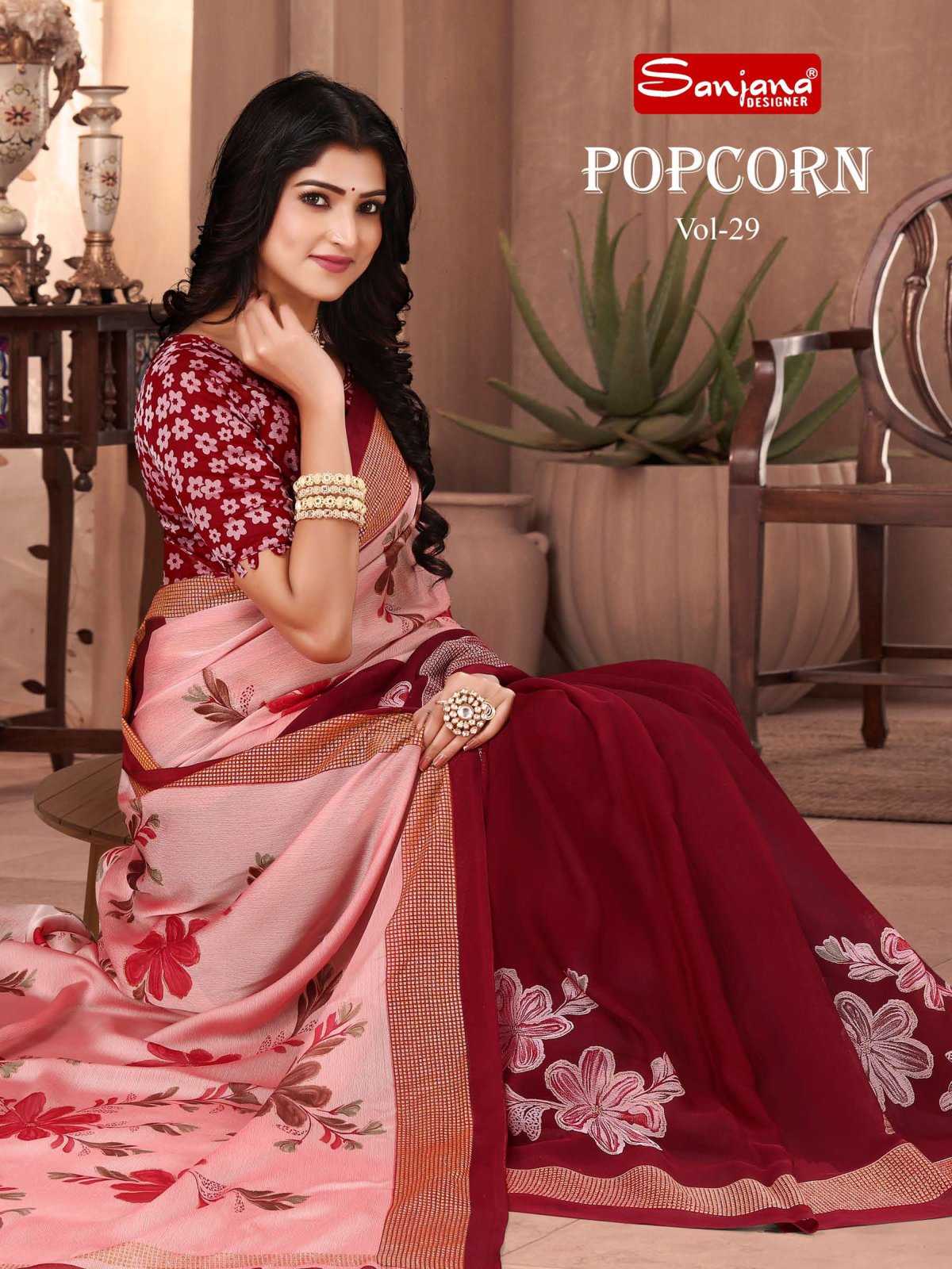 popcorn vol 29 by sanjana designer amazing fancy moss sarees