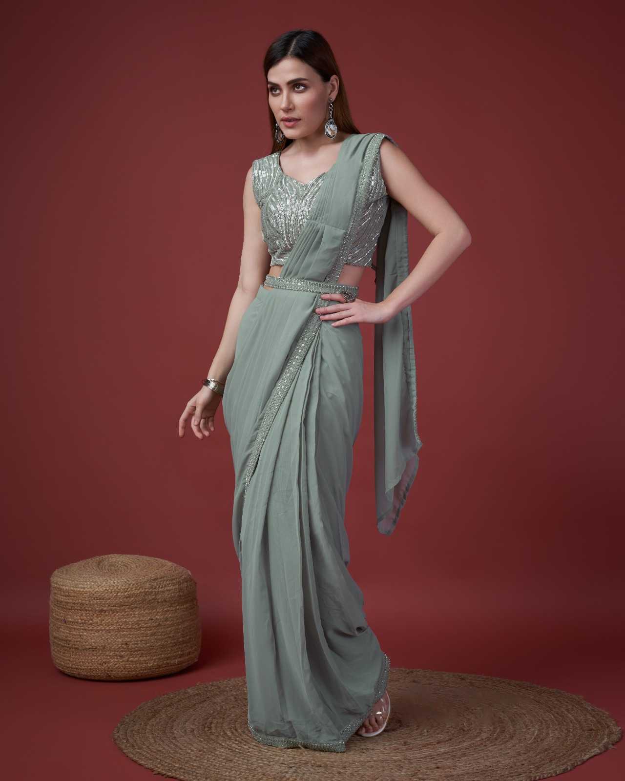 pr a307 designer party wear georgette emboridery work stylish readymade sarees
