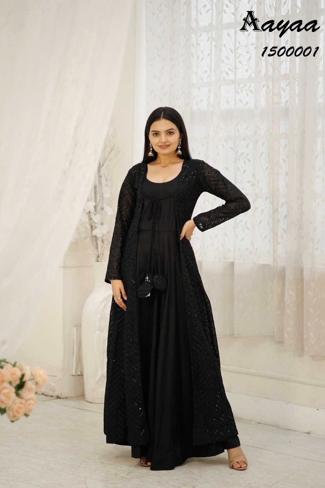 pr aayaa vol 15 designer readymade long gown with shrug