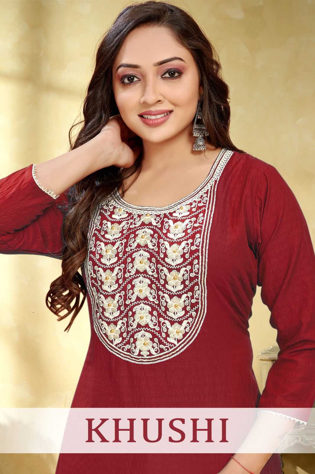 pr khushi readymade moti work simple ladies kurti in plus sizes