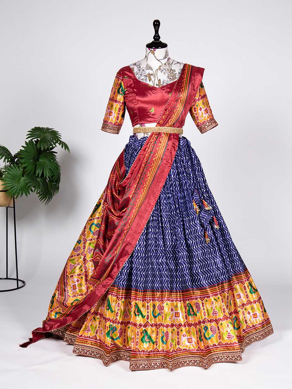 pr lnb 1012nbl cultural wear stitched lehenga with unstitch blouse dupatta