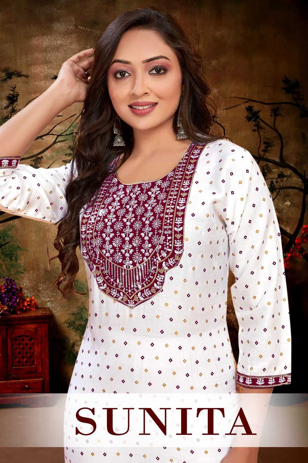 pr sunita stitched rayon sequence work fancy kurti in big sizes