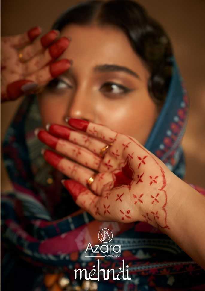 radhika creation azara mehndi beautiful pakistani print with work dress material
