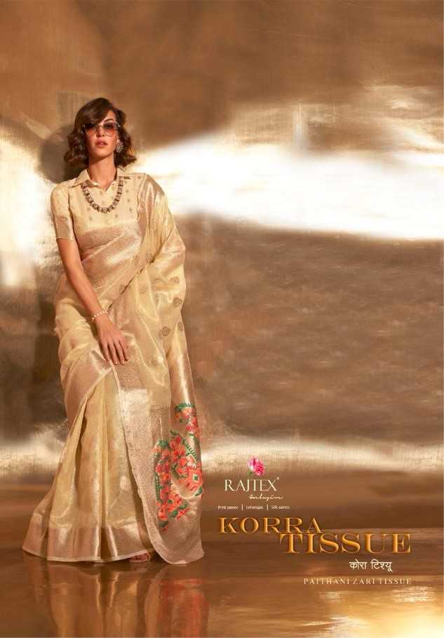rajtex korra tissue 370001-370006 fancy paithani zari tissue handwoven sarees