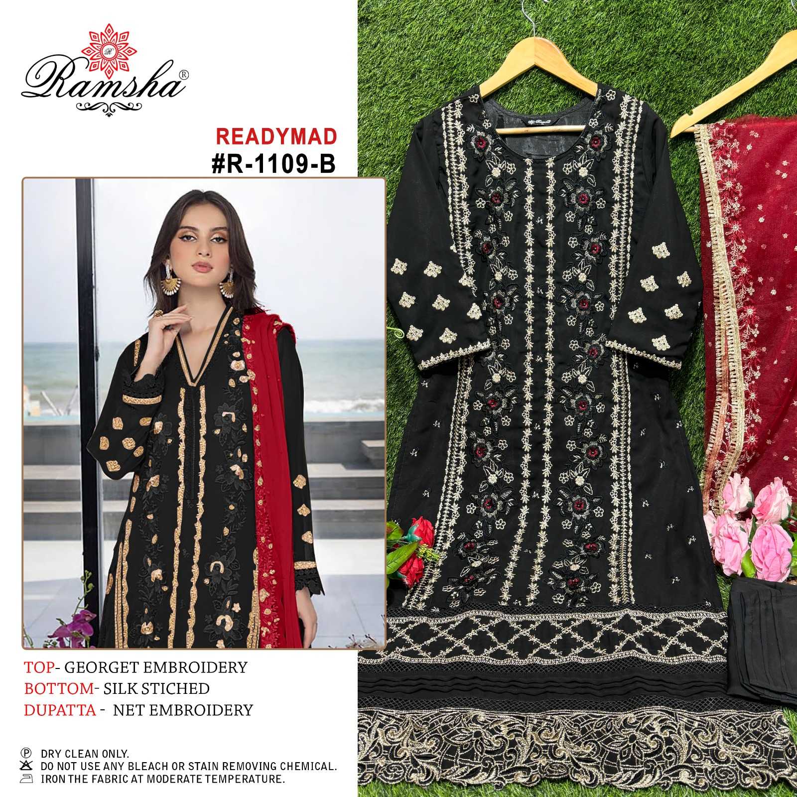 ramsha 1109 nx pakistani designer fullstitched embroidery kurti pant dupatta