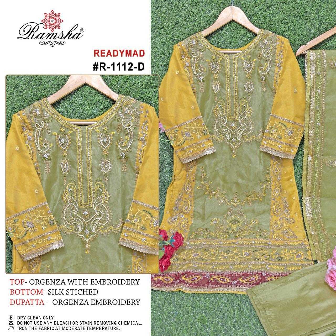 ramsha 1112 pakistani designer organza embroidery fullstitch kurti pant dupatta