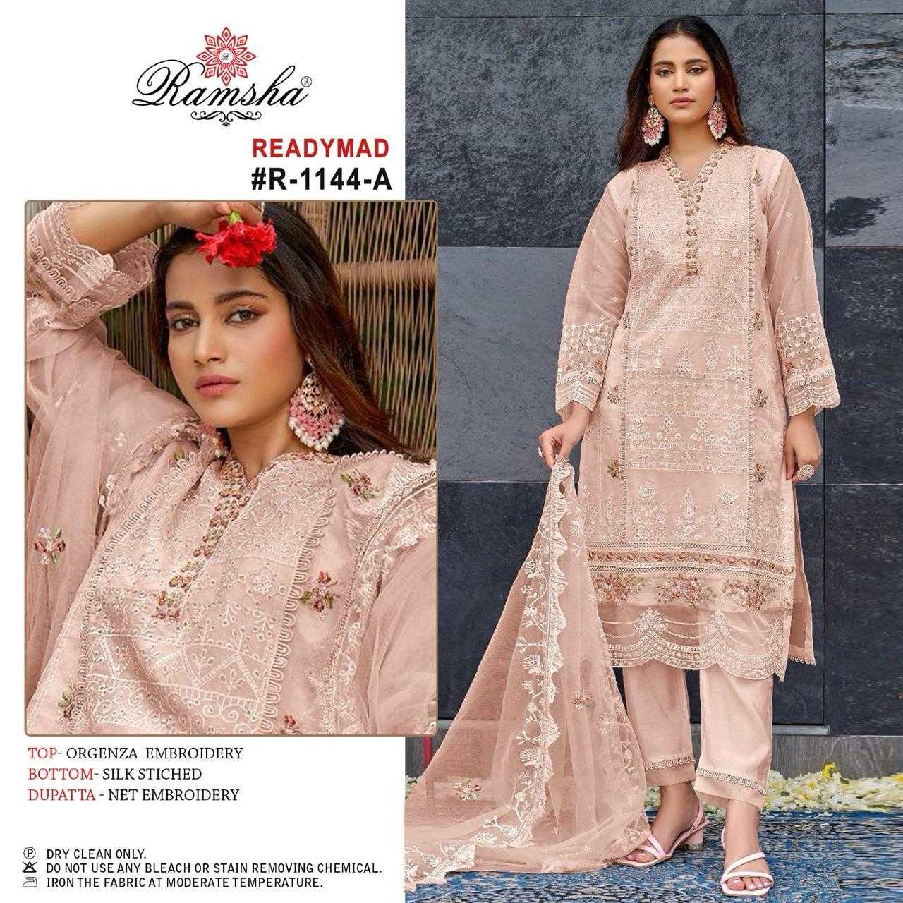 ramsha 1144 nx fullstitch pakistani eid collection kurti pant dupatta