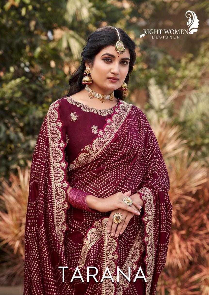 right women designer tarana elegant vichitra silk sarees with work blouse
