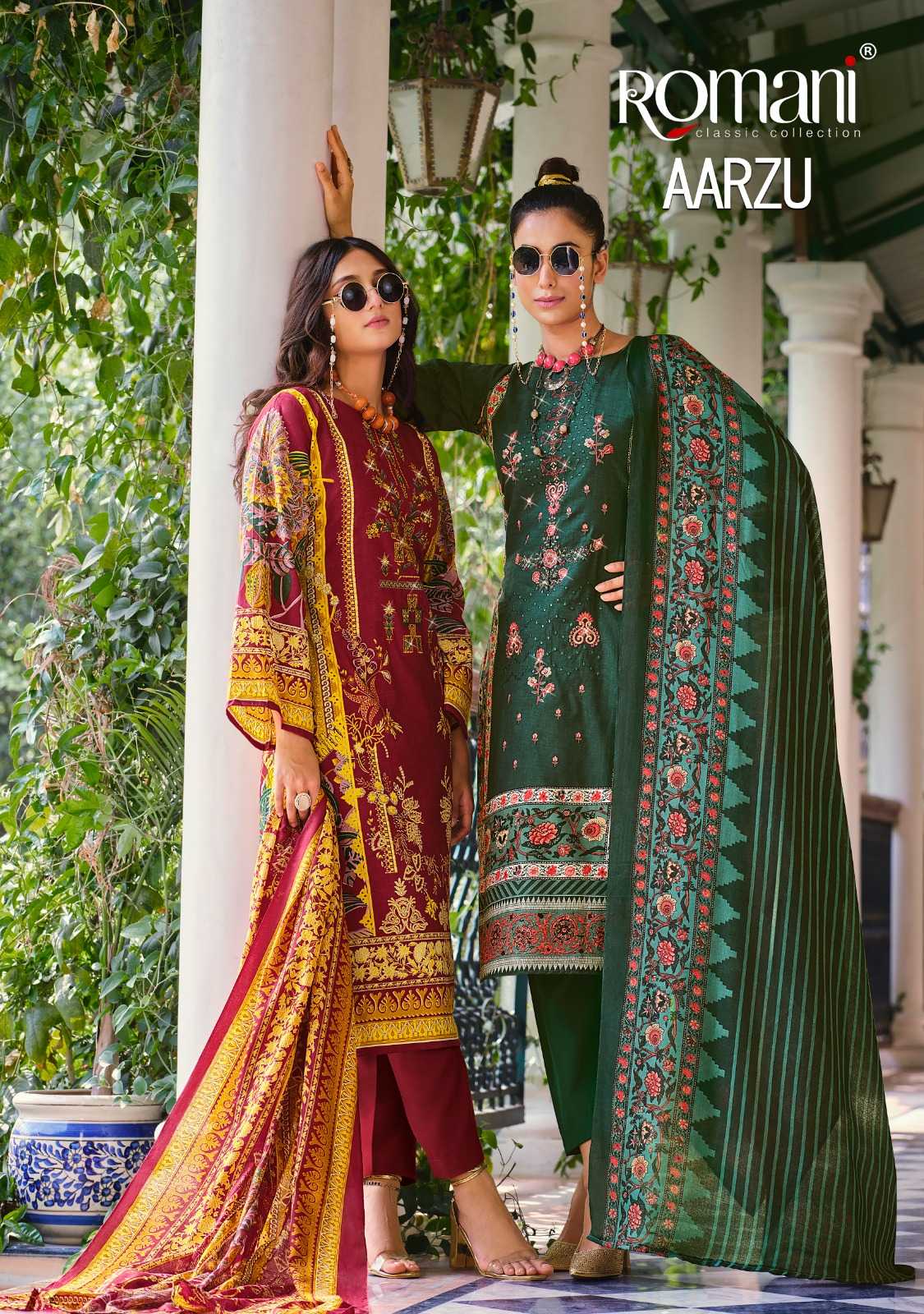 romani aarzu casual wear pakistani cotton printed unstitch suit