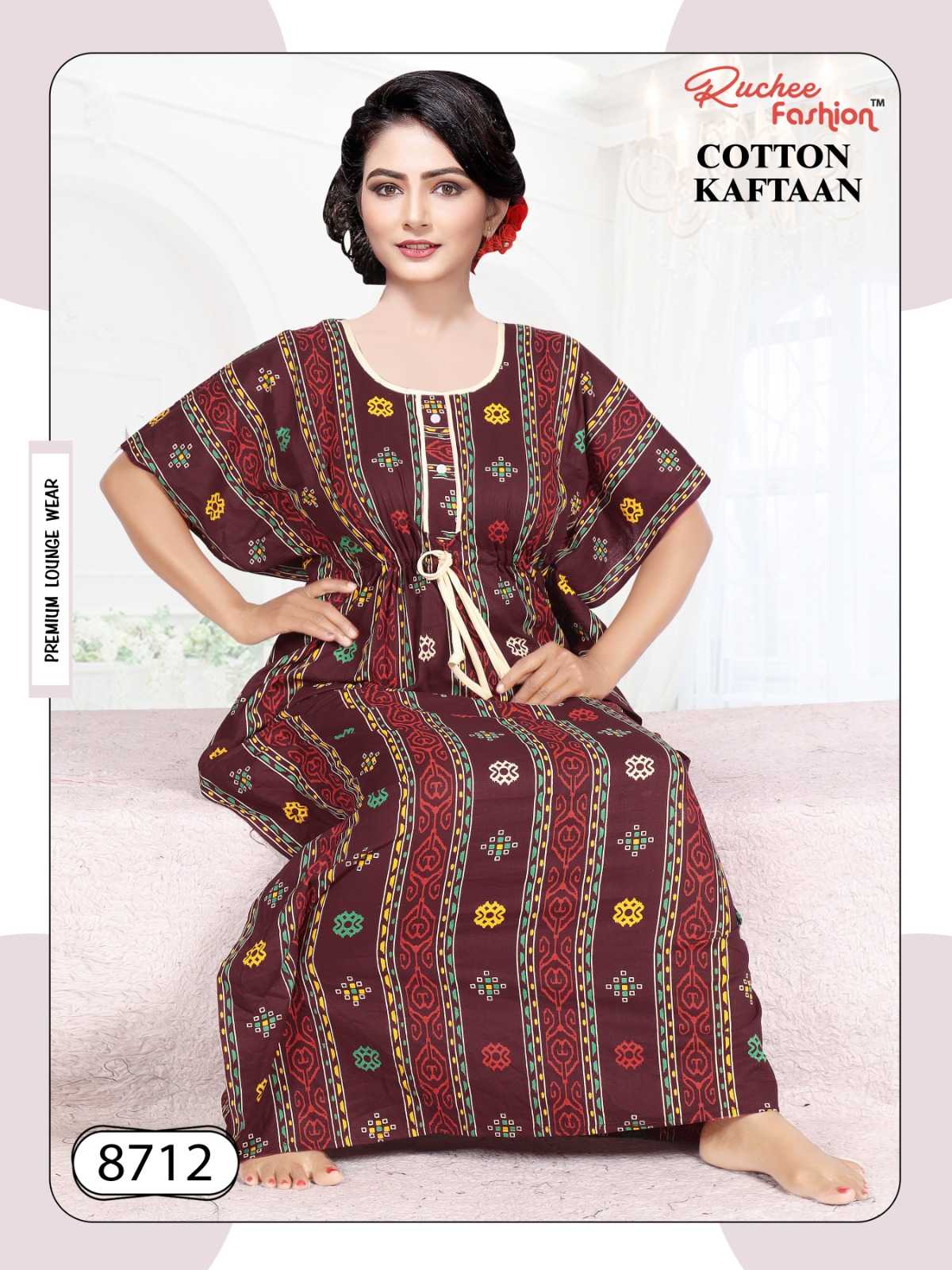 ruchee fashion cotton kaftan 8711-8712 comfy ladies night wear