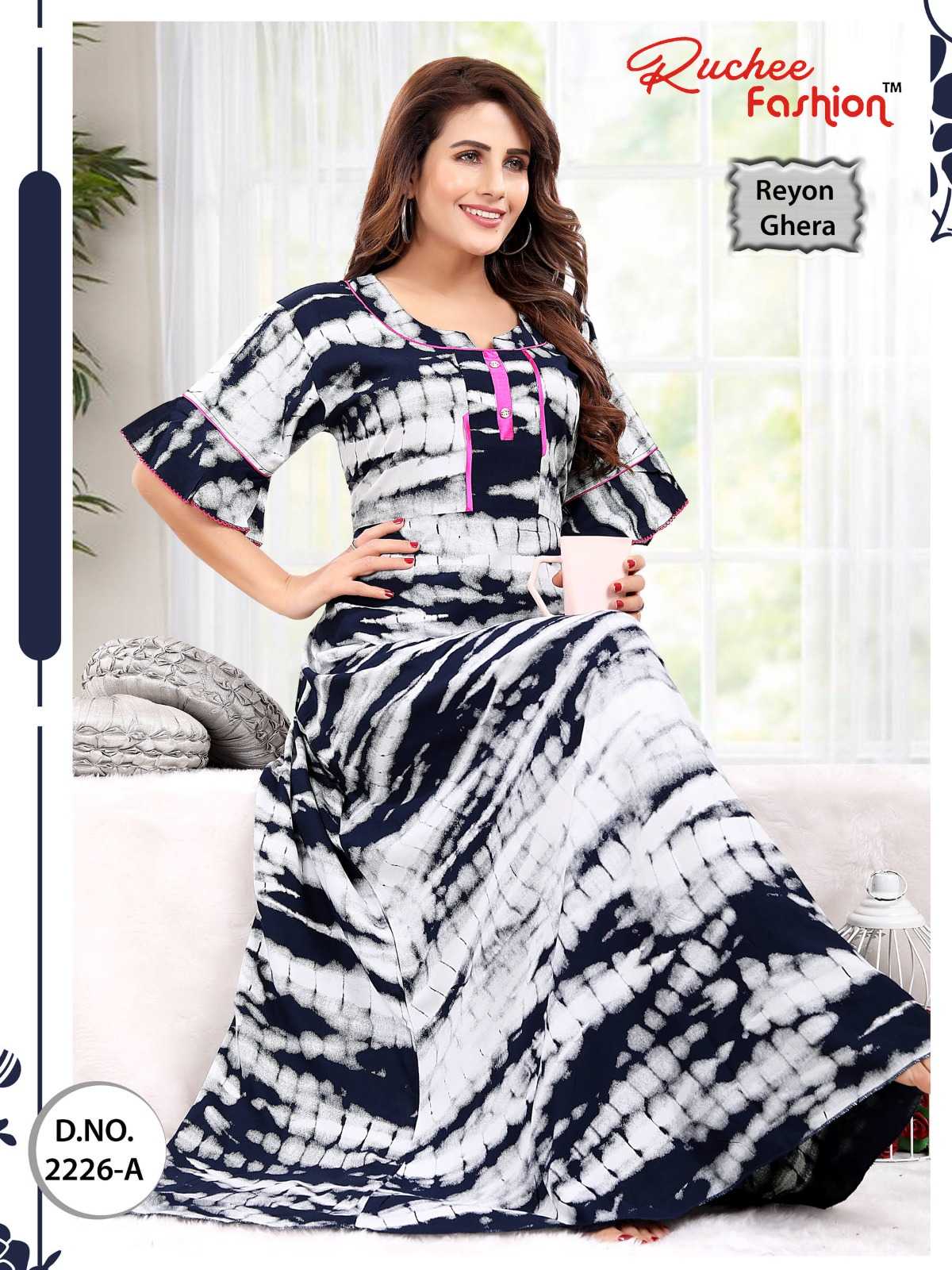 ruchee fashion rayon ghera fancy sleeves 2226-2229 fancy night wear