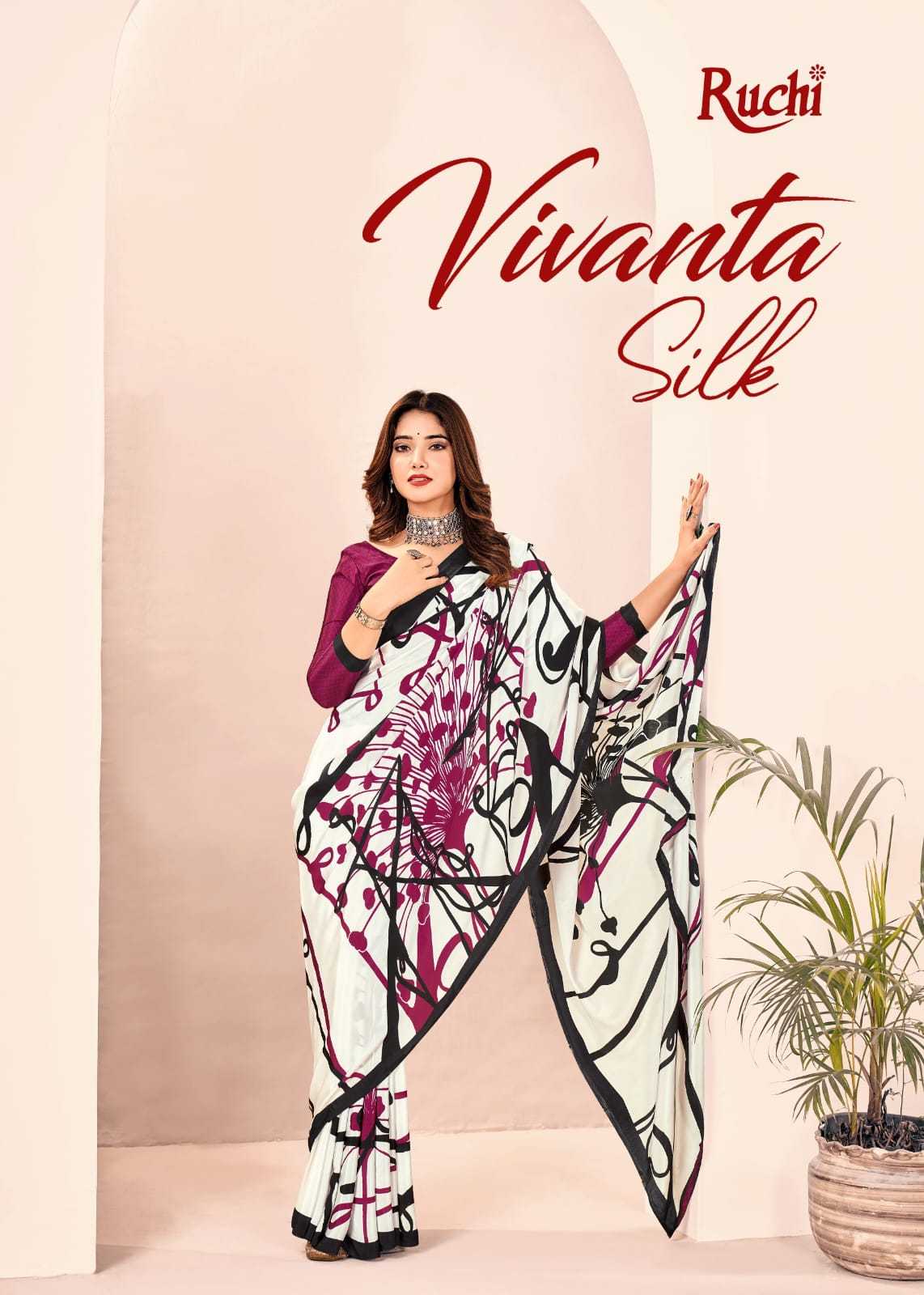 ruchi vivanta silk vol 28 beautiful crape silk printed sarees supplier