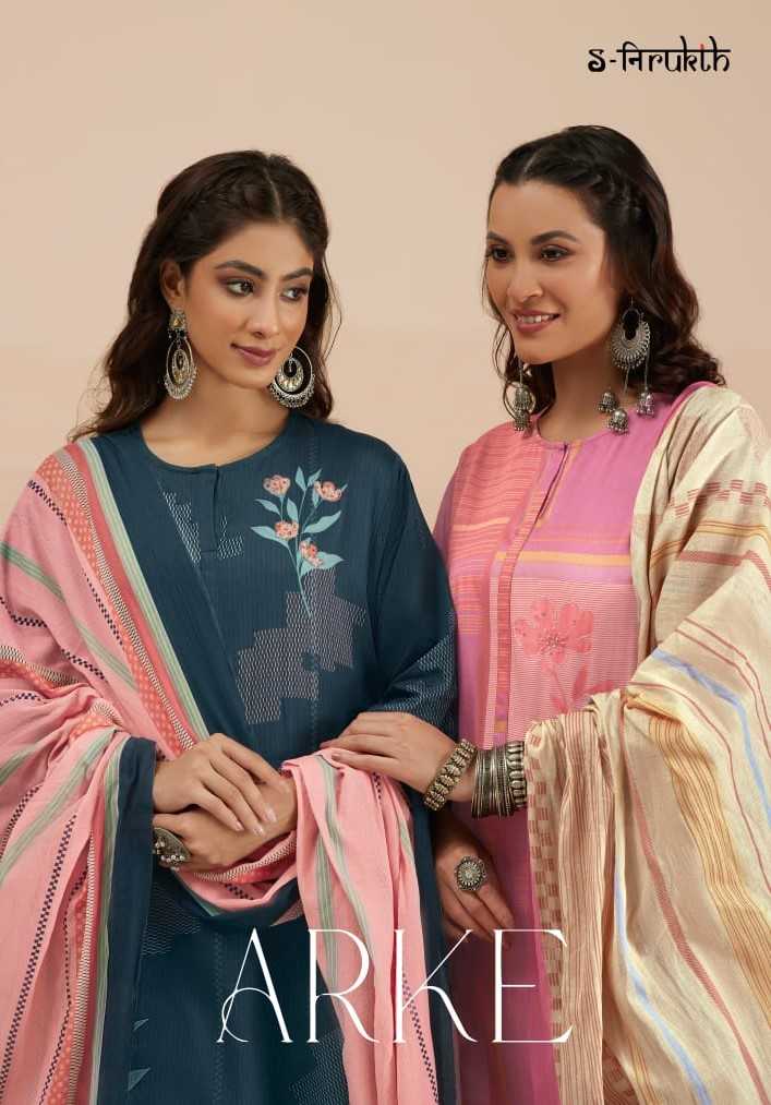 s nirukth arke beautiful cotton satin print with handwork dress material
