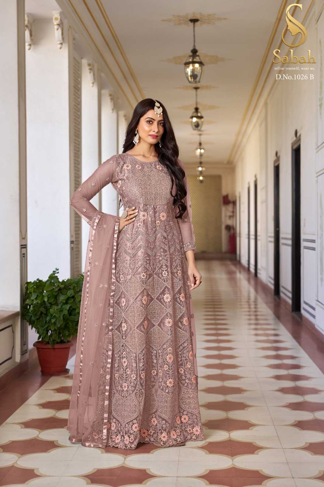 sabah simran designer semistitch long gown bottom with dupatta