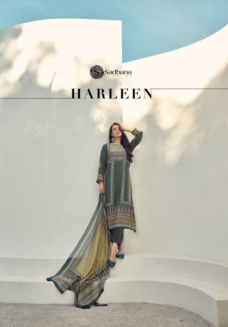 sadhana fashion harleen muslin silk digital print khatli work dress material