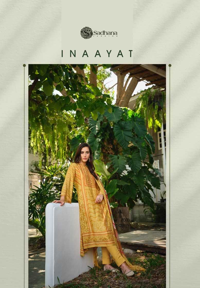 sadhana fashion inaayat festive wear muslin silk digital print khatli work unstitch suit 