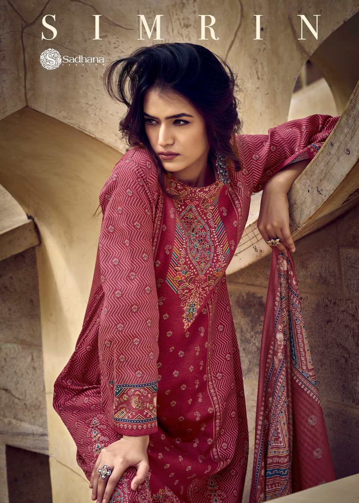 sadhana fashion simrin beautiful digital print with fancy work unstitch suit