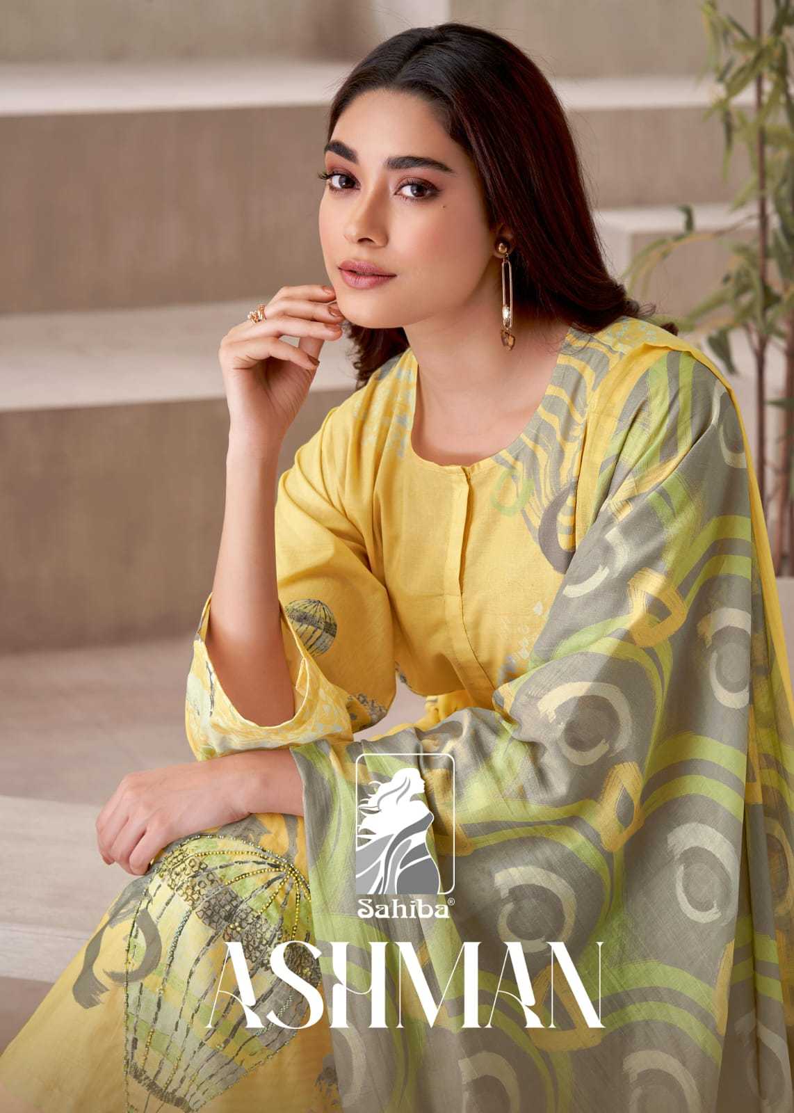 sahiba ashman fancy cotton digital print with handwork dress material