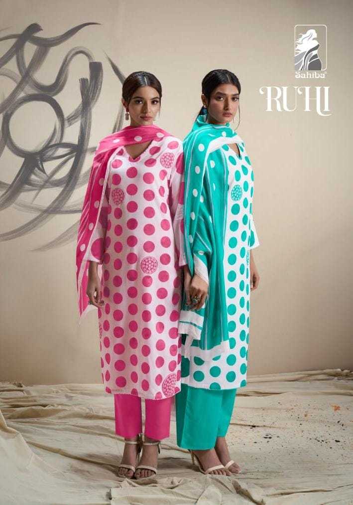 sahiba ruhi amazing cotton lawn digital print dress material